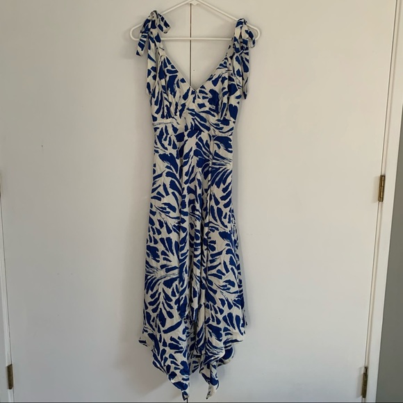 Alexie Dresses & Skirts - Blue Floral Maxi Dress with Tie Sleeves by Alexie